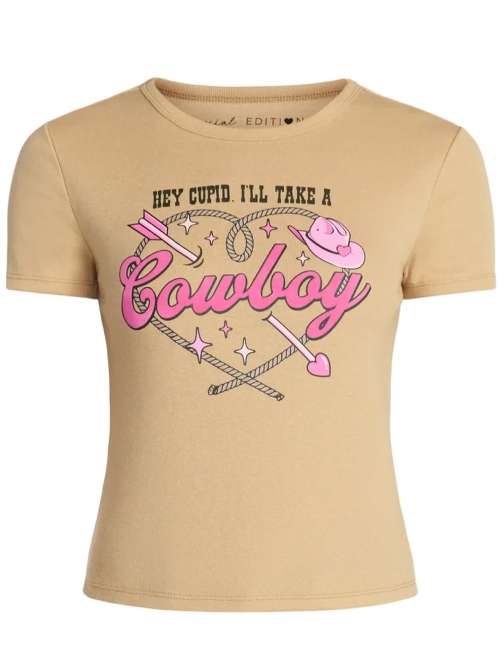 NWT- Graphic 'Cowboy' Short Sleeve Tee in Tan and Pink